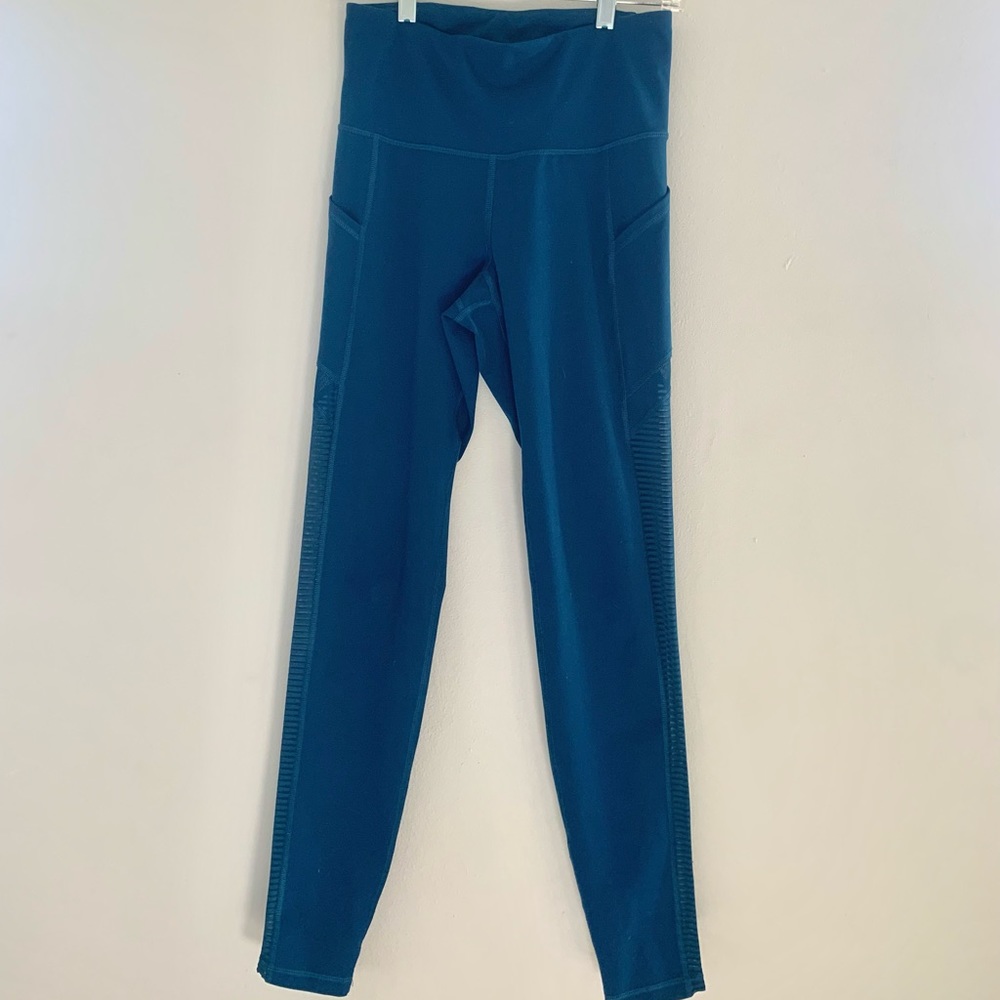 Old Navy Active Teal Mesh Panel Full Length Leggings